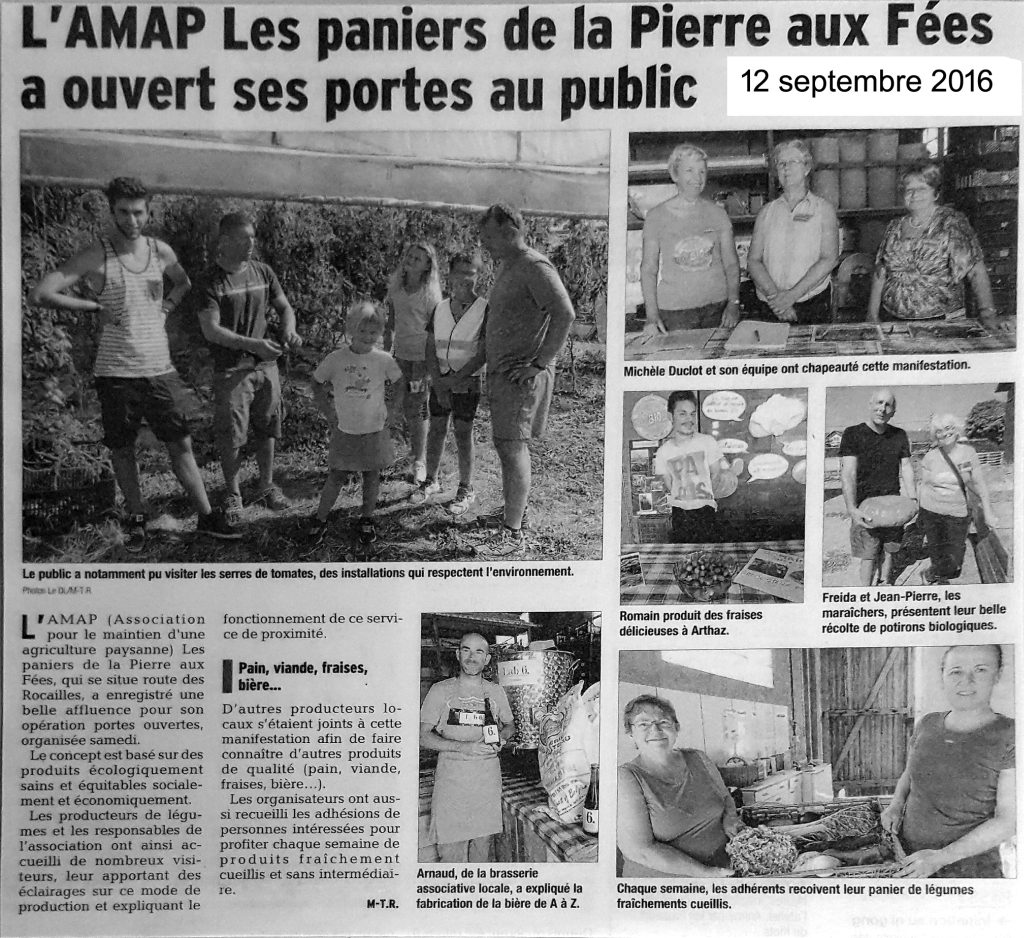 Article du Dauphiné Libéré du 12 septembre 2016